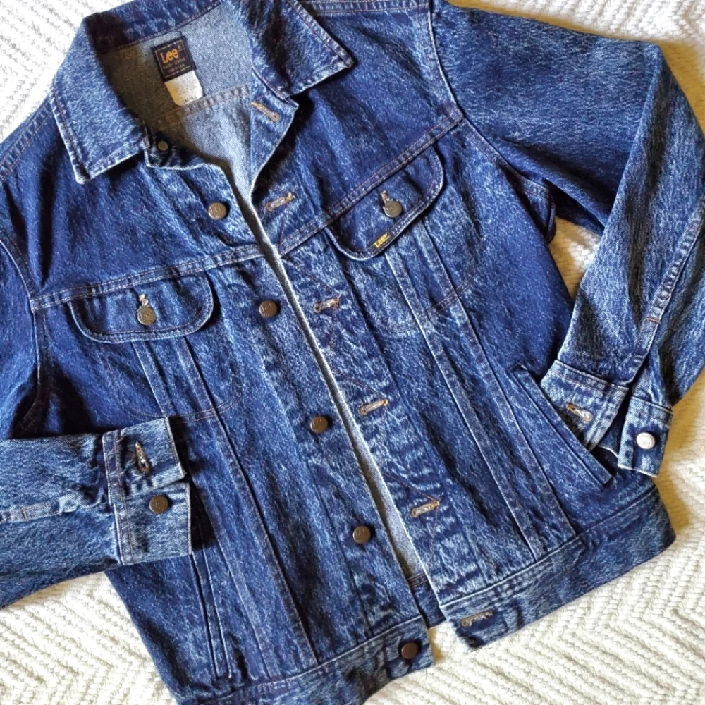 Vintage 80s Lee Riders Acid Wash Denim Trucker Jacket USA Made S